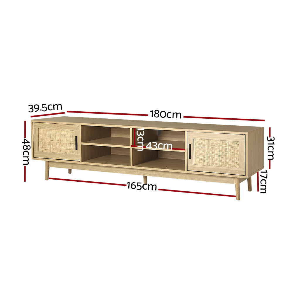 Artiss TV Cabinet Entertainment Unit 180cm Rattan Cole - Furniture > Living Room > TV Units