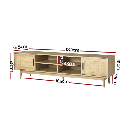 Artiss TV Cabinet Entertainment Unit 180cm Rattan Cole - Furniture > Living Room > TV Units