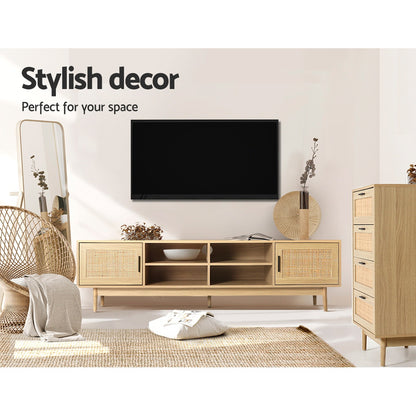 Artiss TV Cabinet Entertainment Unit 180cm Rattan Cole - Furniture > Living Room > TV Units
