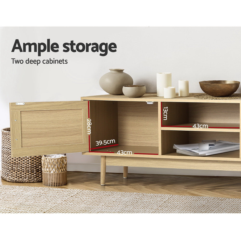 Artiss TV Cabinet Entertainment Unit 180cm Rattan Cole - Furniture > Living Room > TV Units