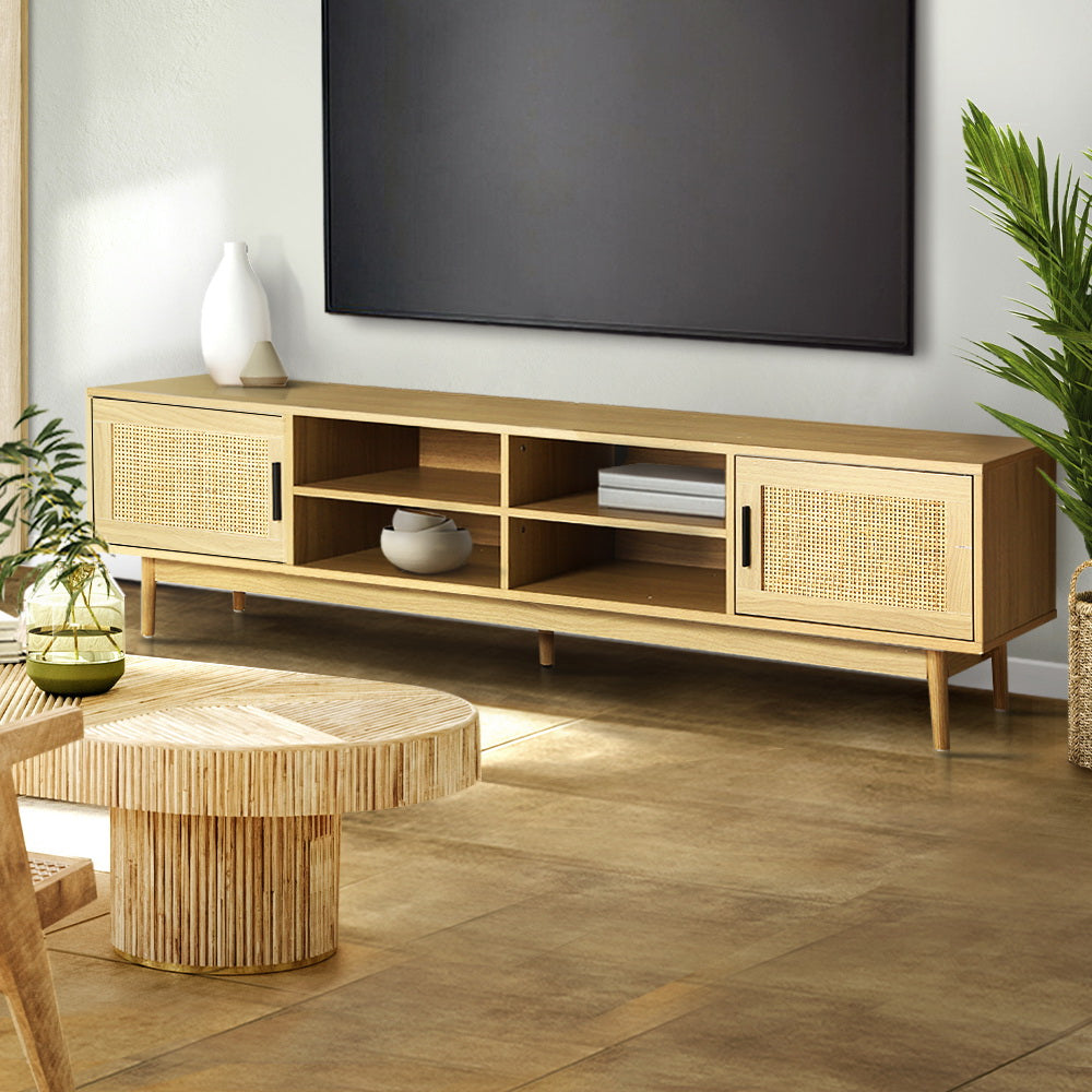 Artiss TV Cabinet Entertainment Unit 180cm Rattan Cole - Furniture > Living Room > TV Units