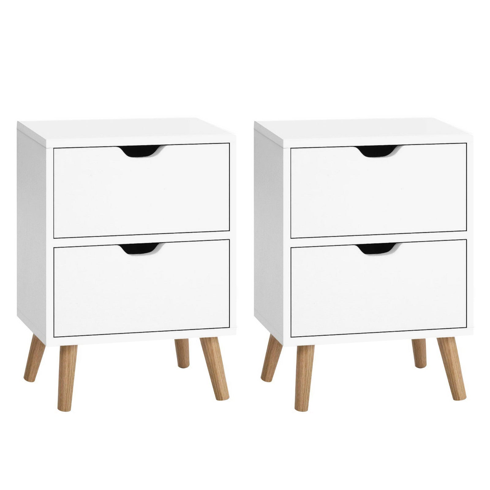 Artiss 2X Bedside Table 2 Drawers BODEN White Furniture > Bedroom > Bedside Tables