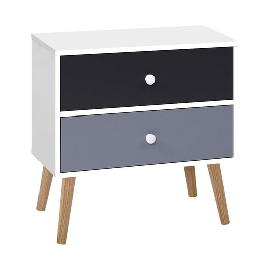 Artiss Bedside Table 2 Drawers - BONDS White - Furniture > Living Room