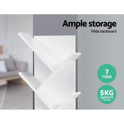 Artiss Tree Bookshelf 7 Tiers ECHO White Furniture > Office