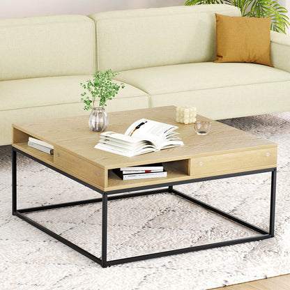 Artiss Coffee Table Storage Shelf Metal Frame - Furniture > Outdoor > Outdoor Chairs