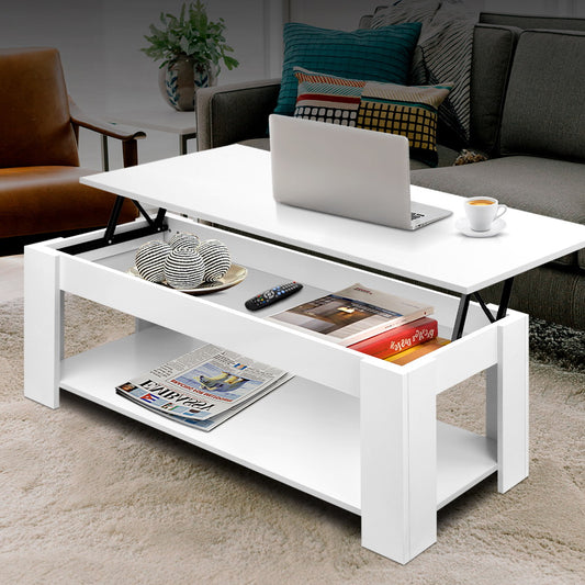Artiss Coffee Table Lift-top Coffee Table White - Furniture > Living Room > Coffee Tables