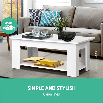 Artiss Coffee Table Lift-top Coffee Table White - Furniture > Living Room > Coffee Tables