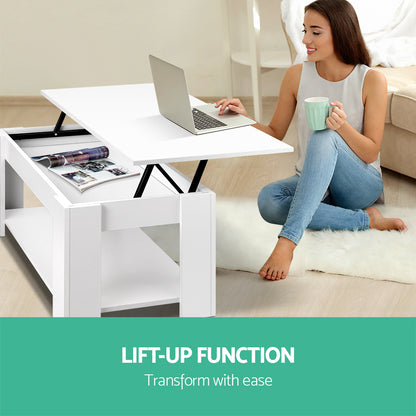 Artiss Coffee Table Lift-top Coffee Table White - Furniture > Living Room > Coffee Tables