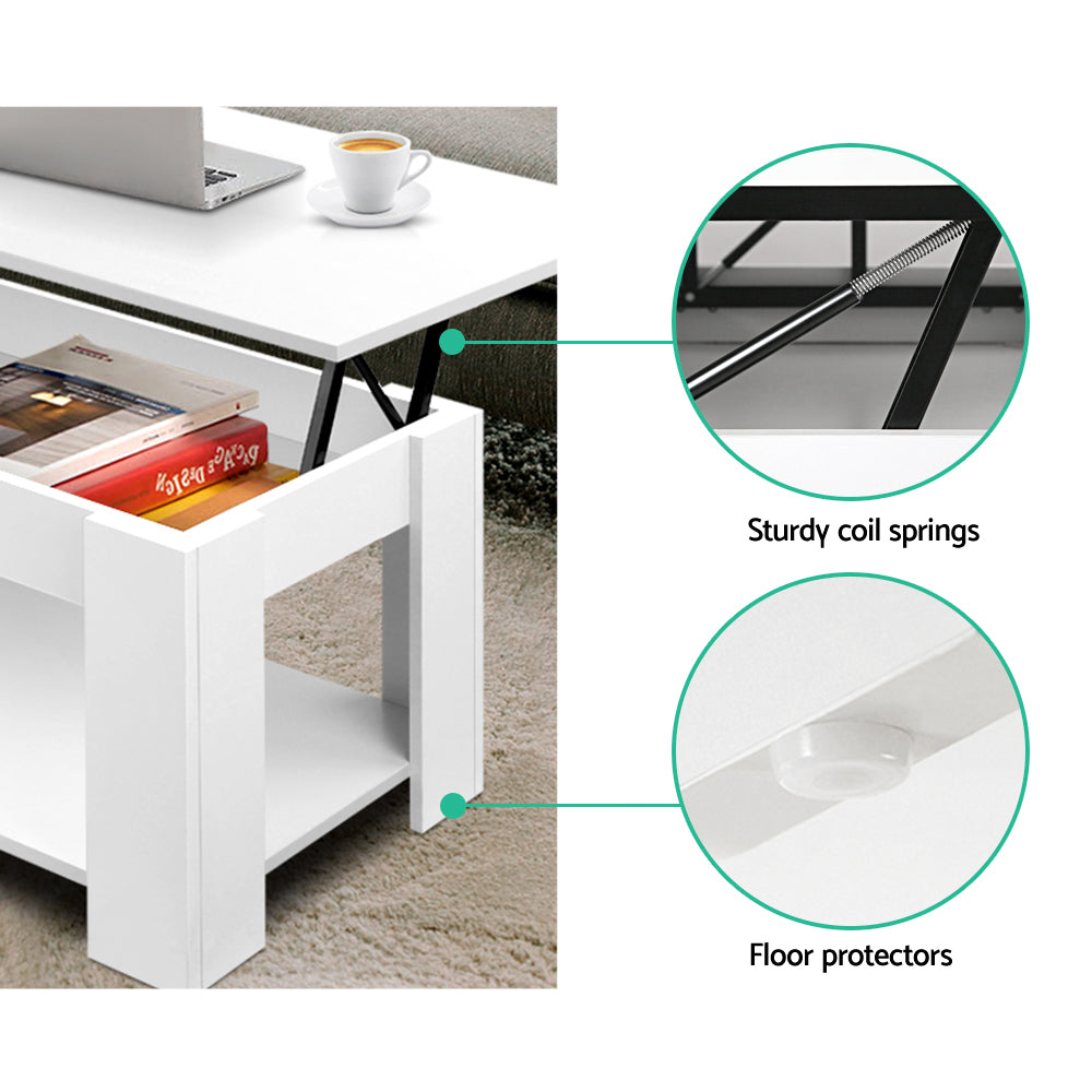Artiss Coffee Table Lift-top Coffee Table White - Furniture > Living Room > Coffee Tables