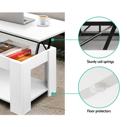 Artiss Coffee Table Lift-top Coffee Table White - Furniture > Living Room > Coffee Tables