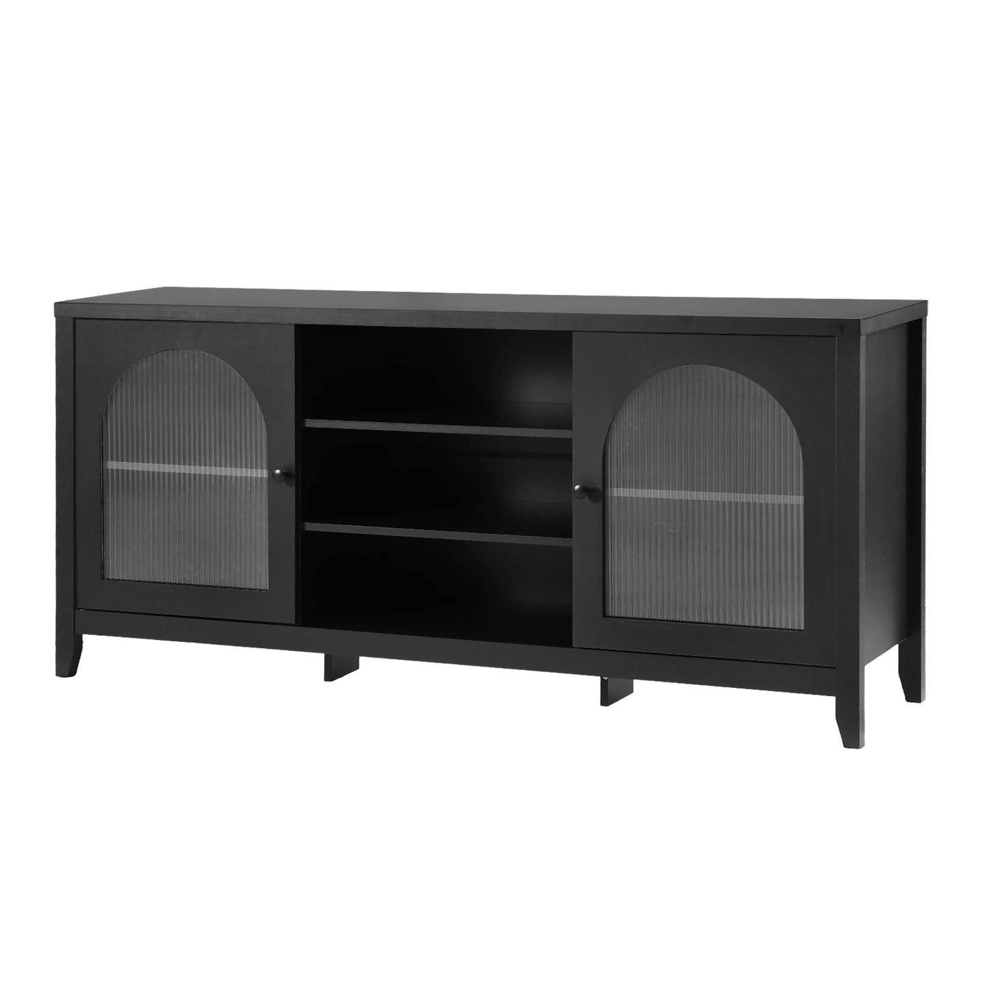 Buffet Sideboard Shelves Double Doors - Black