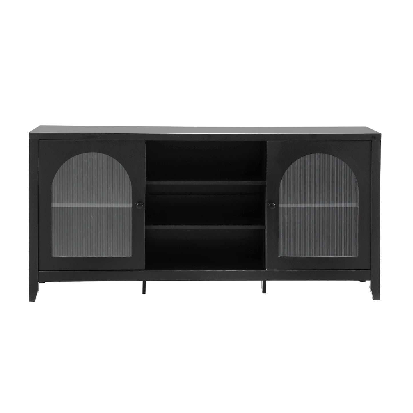 Buffet Sideboard Shelves Double Doors - Black