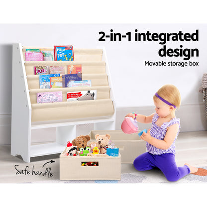 Keezi 4 Tiers Kids Bookshelf Magazine Rack Children Bookcase Organiser Drawer - Baby & Kids > Kid’s Furniture
