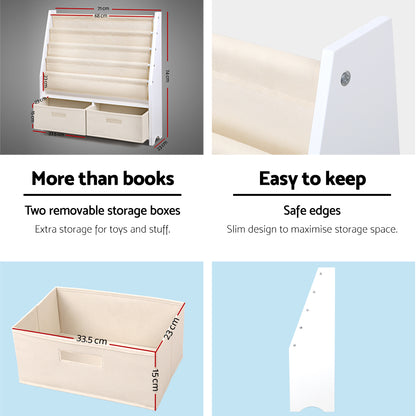 Keezi 4 Tiers Kids Bookshelf Magazine Rack Children Bookcase Organiser Drawer - Baby & Kids > Kid’s Furniture