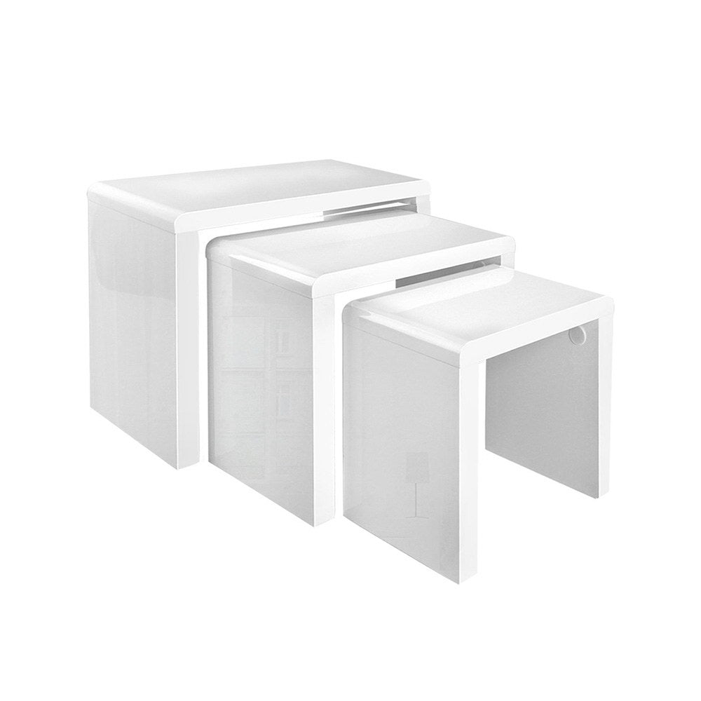 Artiss Nesting Coffee Table Set of 3 Glossy White - Furniture > Living Room > Coffee Tables