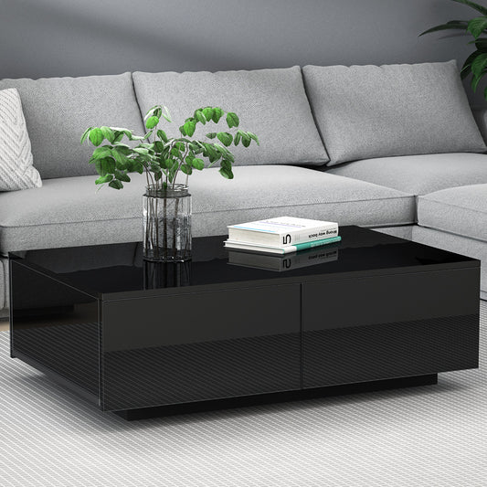 Artiss Coffee Table 4 Drawers Black Trevi Furniture > Living Room > Coffee Tables
