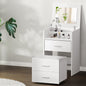 Artiss 2 in 1 Dressing Table Stool Set Bedside Table White Furniture > Bedroom > Dressing Vanity & Dressing Tables