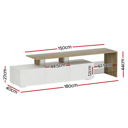 Artiss TV Cabinet Entertainment Unit 180cm Wood White James - Furniture > Living Room > TV Units