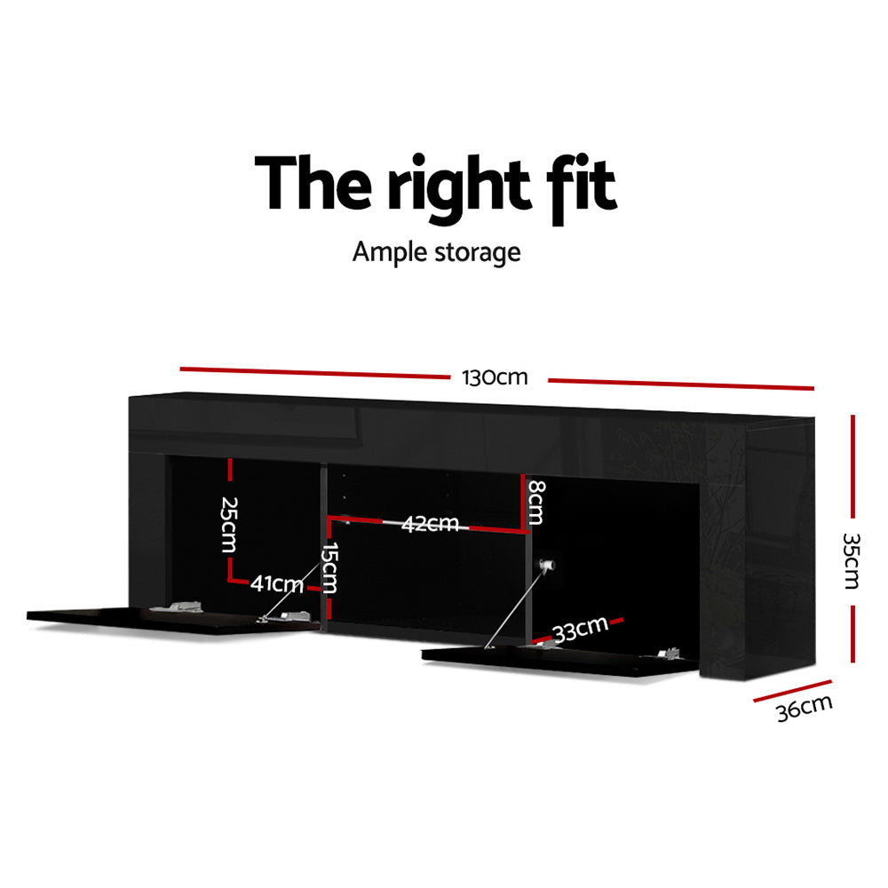 Artiss Entertainment Unit TV Cabinet LED 130cm Black Angus Furniture > Living Room > TV Units