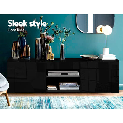 Artiss Entertainment Unit TV Cabinet LED 130cm Black Angus Furniture > Living Room > TV Units