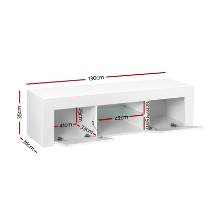 Artiss Entertainment Unit TV Cabinet LED 130cm White Angus Furniture > Living Room > TV Units