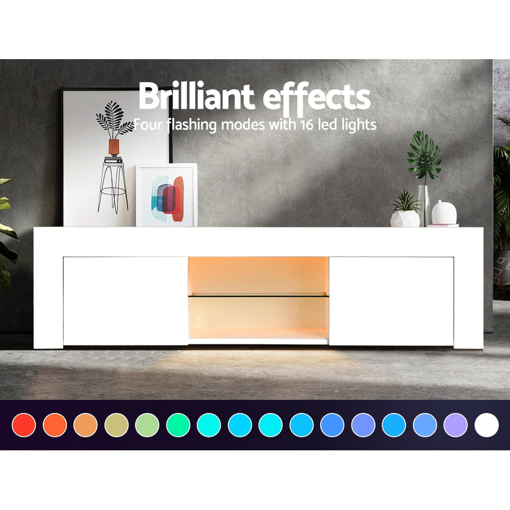Artiss Entertainment Unit TV Cabinet LED 130cm White Angus Furniture > Living Room > TV Units