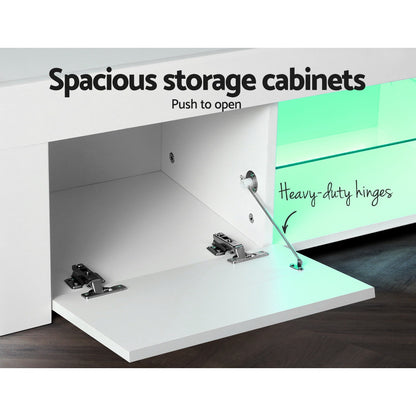 Artiss Entertainment Unit TV Cabinet LED 130cm White Angus Furniture > Living Room > TV Units