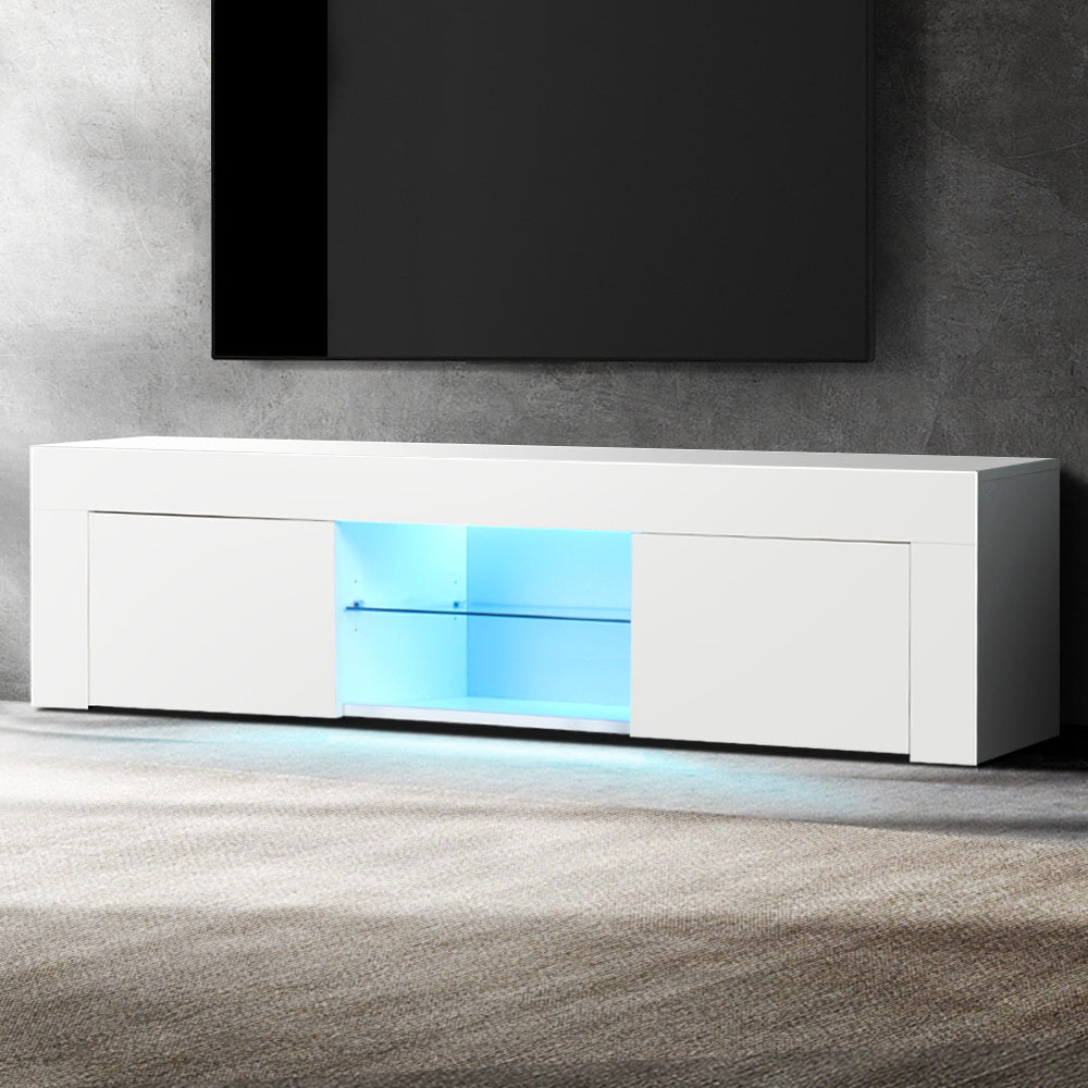 Artiss Entertainment Unit TV Cabinet LED 130cm White Angus Furniture > Living Room > TV Units