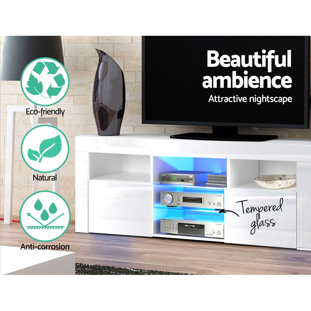Artiss Entertainment Unit TV Cabinet LED 145cm White Angus - Furniture > Living Room > TV Units