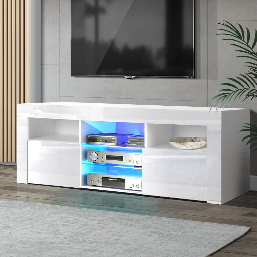 Artiss Entertainment Unit TV Cabinet LED 145cm White Angus - Furniture > Living Room > TV Units