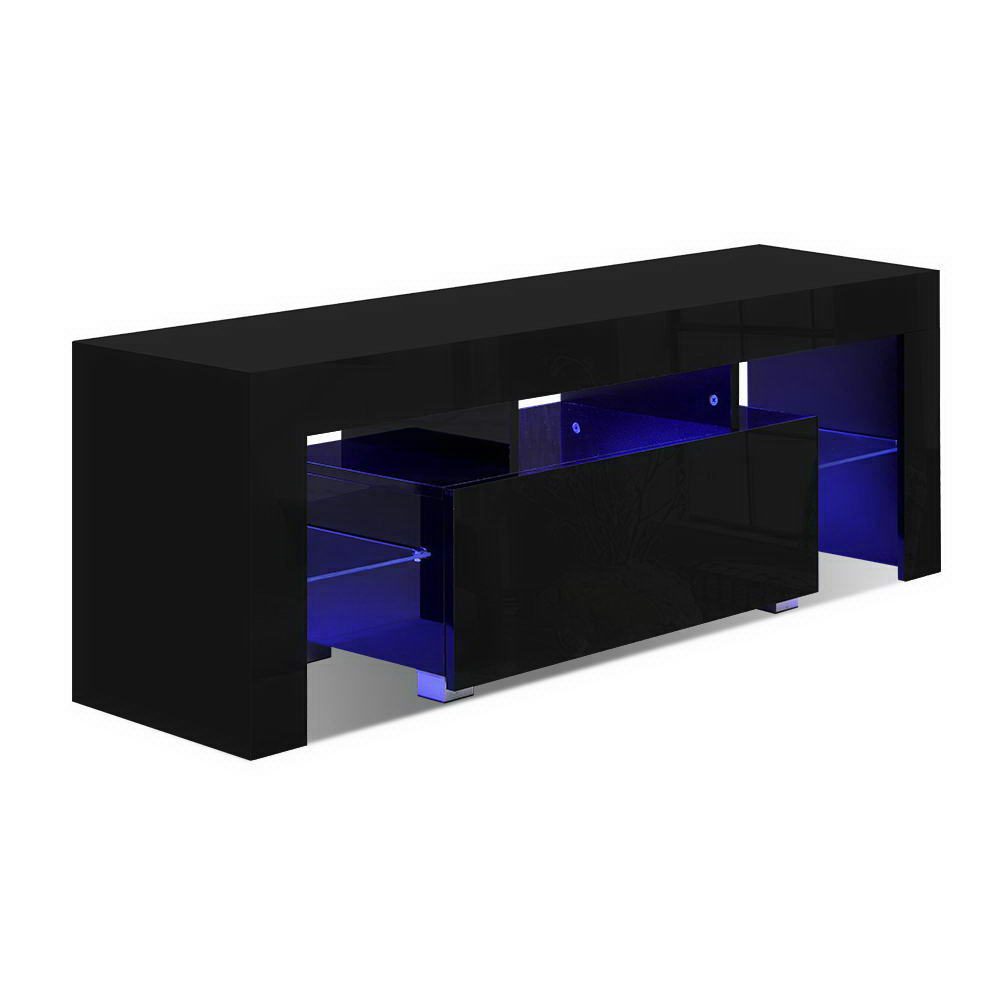 Artiss Entertainment Unit TV Cabinet LED 130cm Black Elo Furniture > Living Room > TV Units
