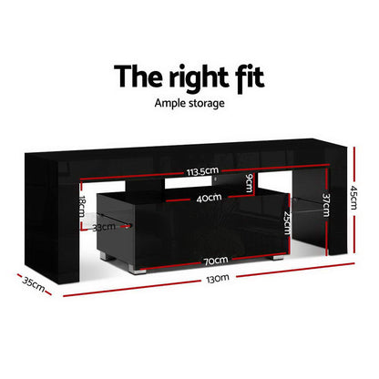Artiss Entertainment Unit TV Cabinet LED 130cm Black Elo Furniture > Living Room > TV Units
