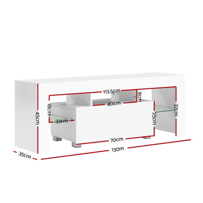 Artiss Entertainment Unit TV Cabinet LED 130cm White Elo Furniture > Living Room > TV Units