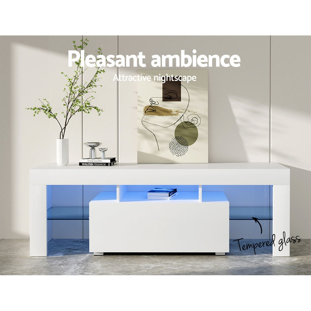 Artiss Entertainment Unit TV Cabinet LED 130cm White Elo Furniture > Living Room > TV Units
