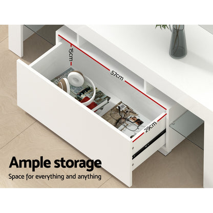 Artiss Entertainment Unit TV Cabinet LED 130cm White Elo Furniture > Living Room > TV Units