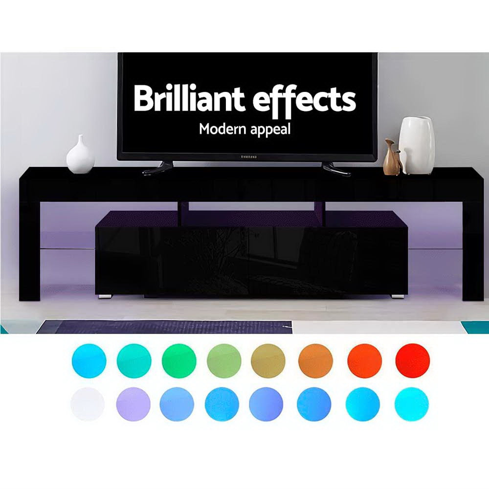 Artiss Entertainment Unit TV Cabinet LED 189cm Black Elo - Furniture > Living Room > TV Units
