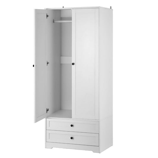 Artiss Wardrobe Clothes Closet Storage Organizer with 2 Doors White - Home & Garden > Storage > Clothing & Wardrobe