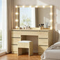 Artiss Dressing Table Vanity Desk Set Stool 12 Led Bulbs Wood