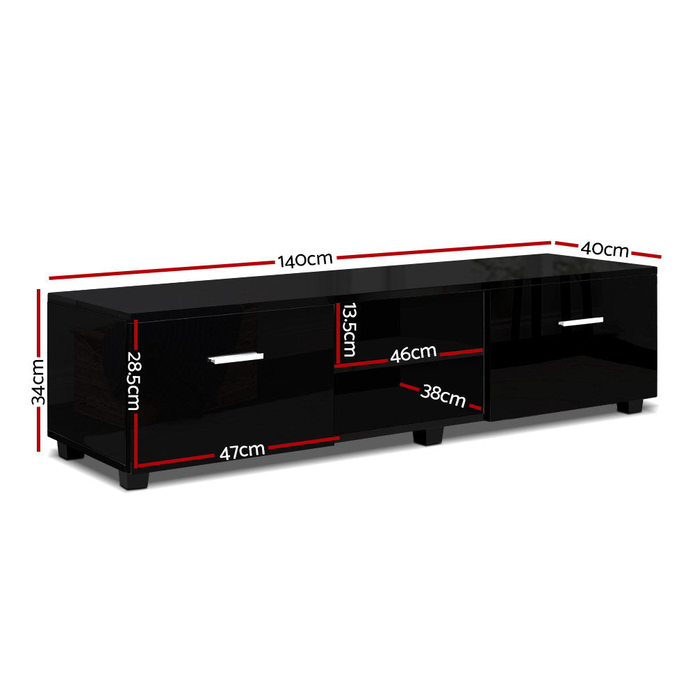 Artiss Entertainment Unit TV Cabinet 140cm Black Jim - Furniture > Living Room > TV Units