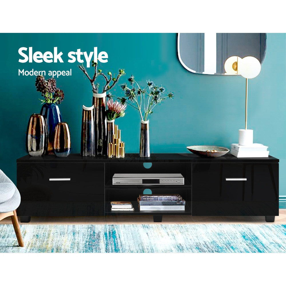 Artiss Entertainment Unit TV Cabinet 140cm Black Jim - Furniture > Living Room > TV Units