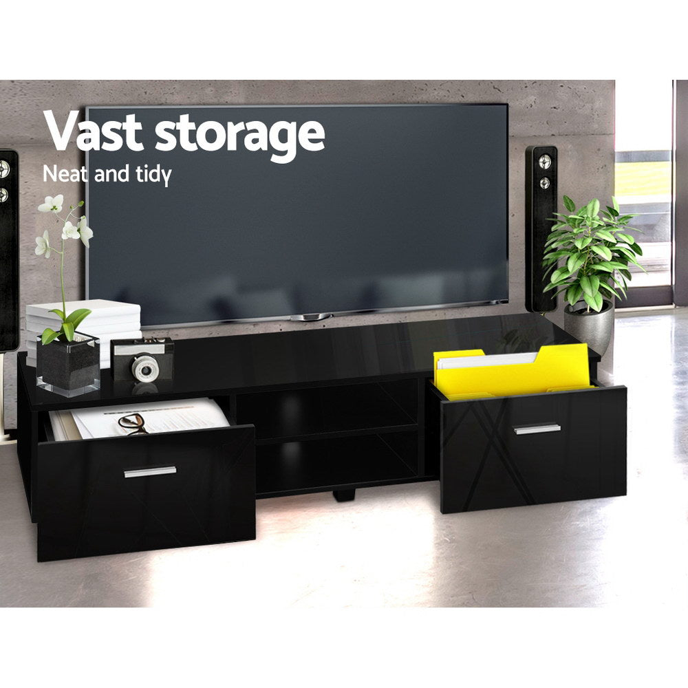 Artiss Entertainment Unit TV Cabinet 140cm Black Jim - Furniture > Living Room > TV Units