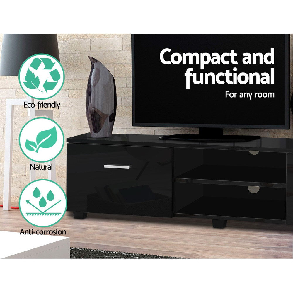 Artiss Entertainment Unit TV Cabinet 140cm Black Jim - Furniture > Living Room > TV Units
