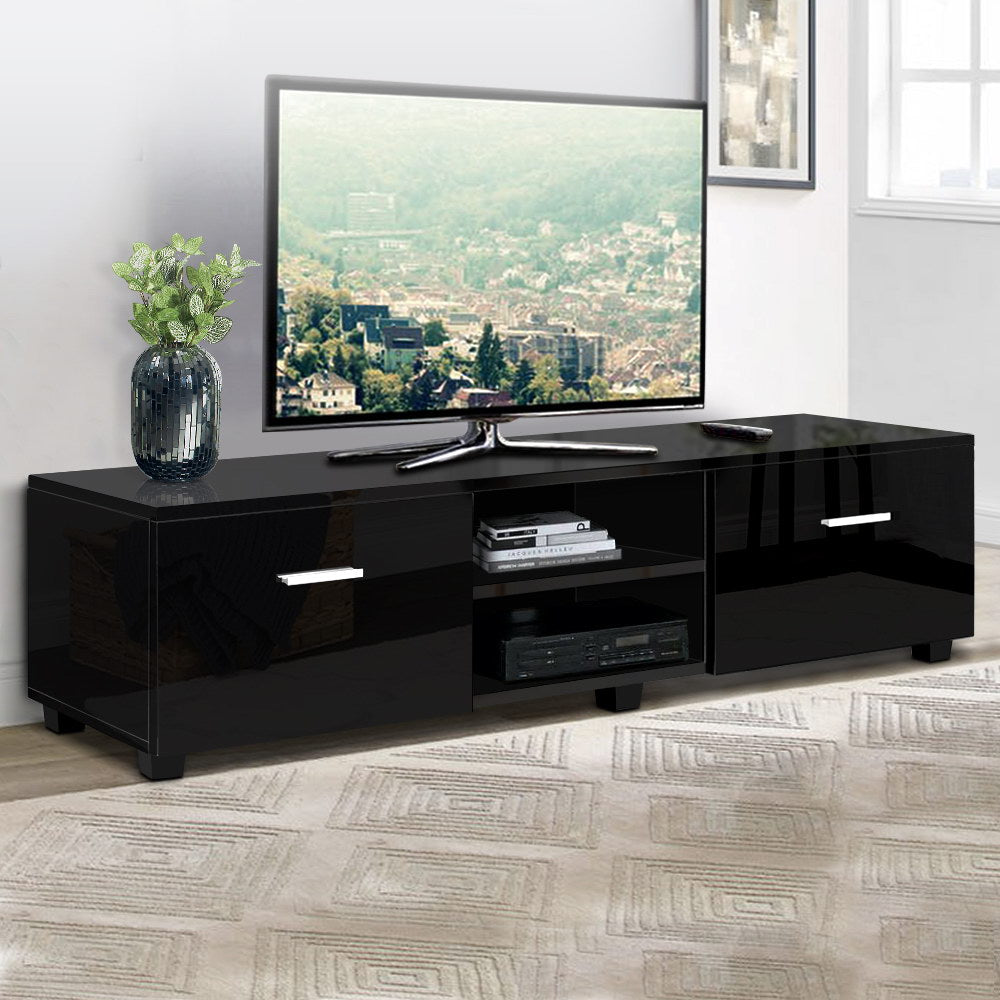Artiss Entertainment Unit TV Cabinet 140cm Black Jim - Furniture > Living Room > TV Units