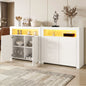 White 2x buffet sideboard cabinet led cupboard high-gloss storage pantry arn 107.5cm x 35cm x 97.5cm - home storage cabinet Australia