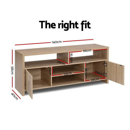 Artiss TV Cabinet Entertainment Unit 140cm Oak Ken - Furniture > Living Room > TV Units
