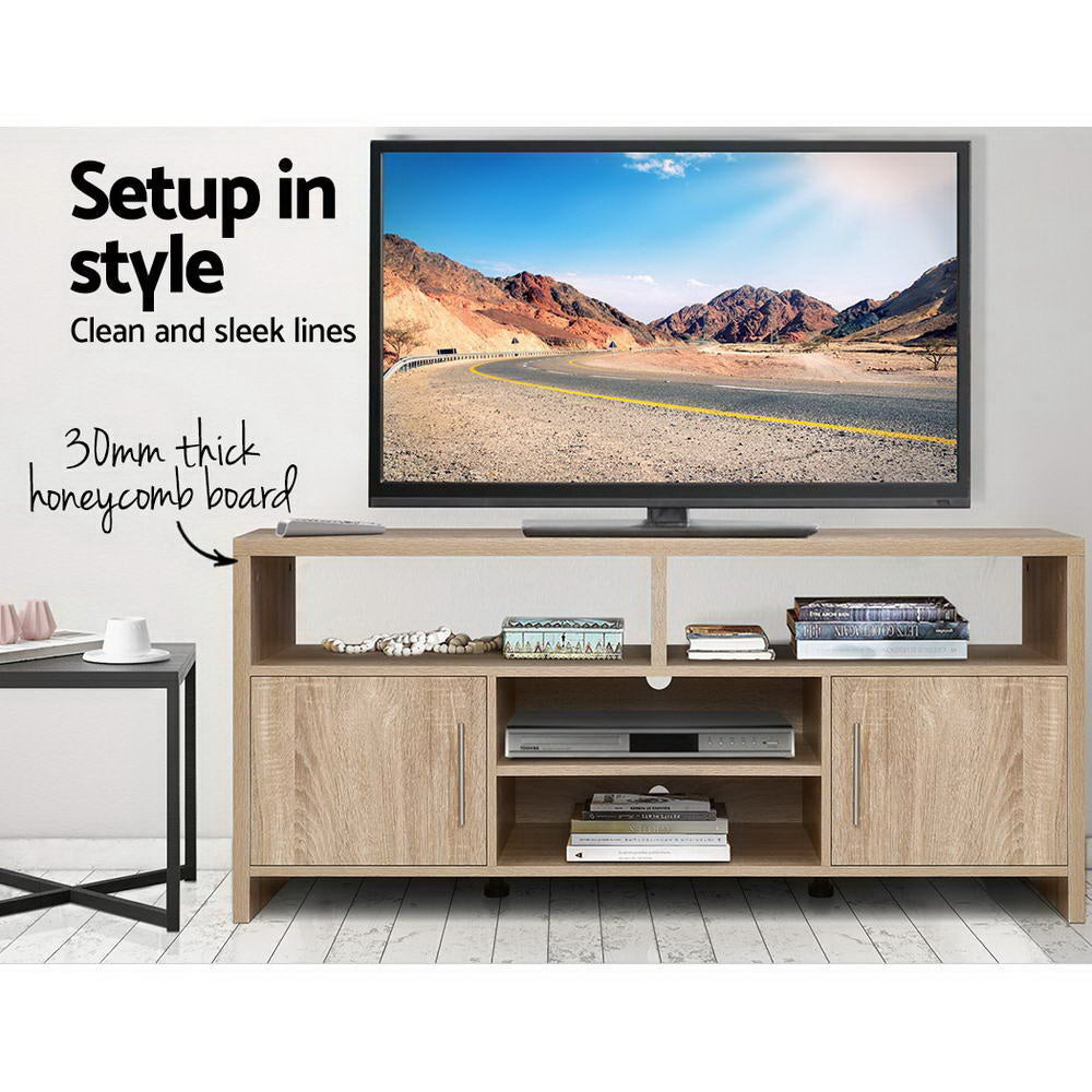 Artiss TV Cabinet Entertainment Unit 140cm Oak Ken - Furniture > Living Room > TV Units