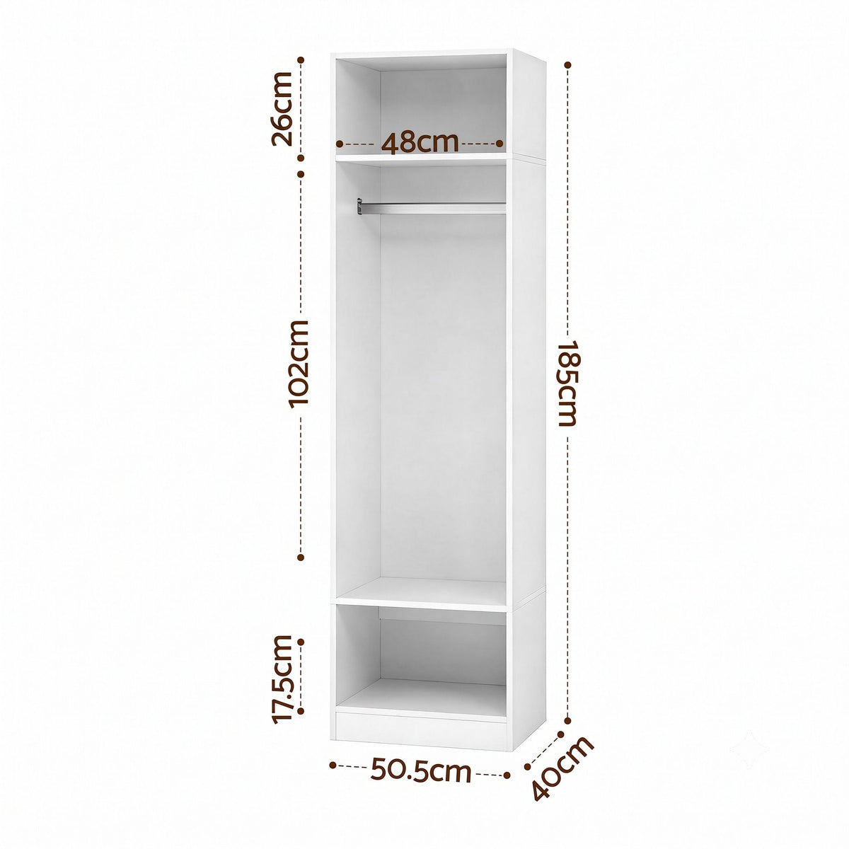 2X Wardrobe Clothes Closet Storage Organiser Shelf White