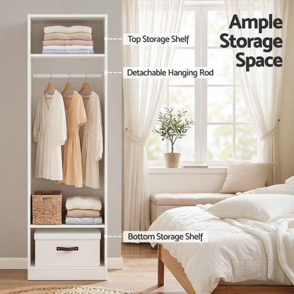 2X Wardrobe Clothes Closet Storage Organiser Shelf White