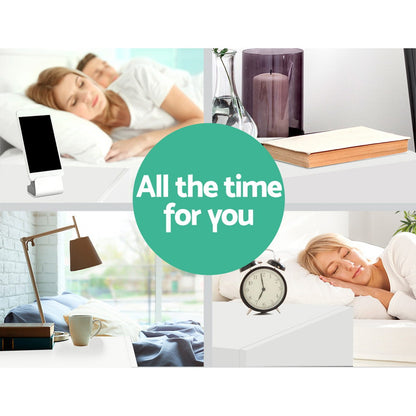 Artiss Bedside Table 2 Drawers Lift-up Storage - COLEY White - Furniture > Bedroom > Bedside Tables