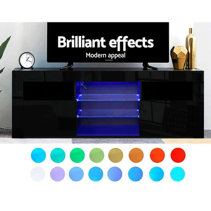 Artiss Entertainment Unit TV Cabinet LED 160cm Black Bobi Furniture > Living Room > TV Units